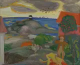 Olaf Tangen, Bondegård i havgapet, 1944, Olje på lerret