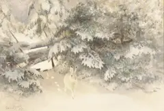 Bruno Liljefors, Hare i vinterdrakt, 1922, Olje på lerret