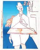 Ludvig Eikaas, Mann med brett, Litografi, lysmål