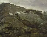 Johan Christian Dahl, Stenstudie fra Nystuen på Filefjell, 1850, Olje på plate