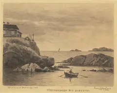 Lauritz Haaland, Vibberodden fyr Egersund, 1923, Lavering på papir, lysmål