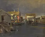 Fra Smøla by Frithjof Smith-Hald, Olje på plate, sold Dec 2002