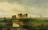 Cornelis Westerbeek, Hollandske kyr og møller, 1895, Olje på lerret