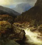 Christian Wexelsen, Fossefall, 1867, Olje på lerret