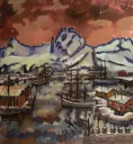 Einar Berger, Fra Svolvær havn, Olje på lerret