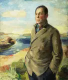 Astri Welhaven Heiberg, Portrett av Nordahl Grieg, 1930, Olje på lerret