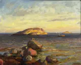 Thorolf Holmboe, Kystlandskap med båter og fugler