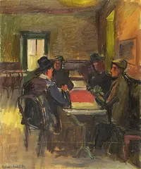 Halvdan Holbø, Kafeinteriør Cassis, 1929, Olje på lerret