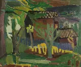 Hjalmar Haalke, Vårkveld, Lillehammer, 1951, Olje på plate