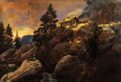 Johan Christian Dahl, Fjellgård, 1854, Olje på lerret