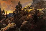 Johan Christian Dahl, Fjellgård, 1854, Olje på lerret
