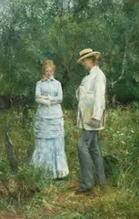Hans Heyerdahl, Ung kvinne og mann, 1881, Olje på lerret