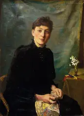 Johanne Mathilde Dietrichson, Kvinne som syr, 1891, Olje på lerret