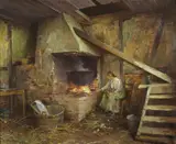 Even Ulving, Kvinne med kaffekvern ved grue