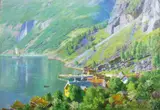 Fra Geiranger by Johannes Grimelund, 1893, Olje på lerret, sold Nov 2002
