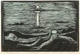 Edvard Munch, Strandmystikk, Fargetresnitt trykket i svart og grønt på tynt