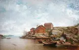 Johan Nielssen, Seilskutehavn, 1880, Olje på lerret