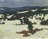 Erling Enger, Vinterlandskap, 1958, Olje på lerret