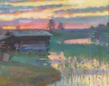 Verner Thomé, Solnedgang, 1925, Olje på plate