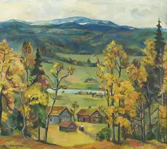 Gustav Undersaker, Småbruk, 1926, Olje på lerret