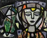 Kvinnehode by Kai Fjell, Olje på plate, sold Jun 2002