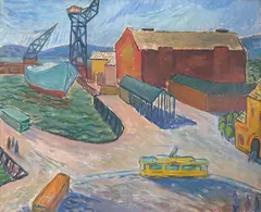 Egil Weiglin, Fra gamle Aker Brygge, 1940, Olje på plate