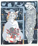 Mor og datter by Kai Fjell, Serigrafi, sold Jun 2002
