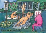 Syrinene blomstrer by Kai Fjell, 1987, Tusj og akvarell på papir, lysmål, sold Jun 2002