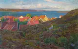 Otto Hennig, Fra Nevlunghavn, aftensol, 1909, Olje på lerret