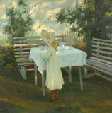 Thorolf Holmboe, Pike ved oppdekket havebord