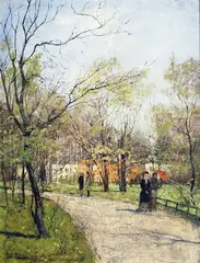 Frits Thaulow, Fra Slottsparken, 1882, Olje på mahognyplate