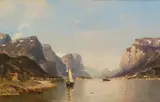 Morten Müller, Dampskip og seilbåt i fjordlandskap