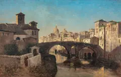 Nikolai Ulfsten, Ponte Fabricio i Roma, 1881, Olje på lerret
