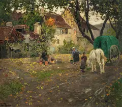 Frits Thaulow, Landsbygate med folkeliv, Olje på lerret
