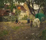 Frits Thaulow, Landsbygate med folkeliv, Olje på lerret