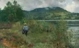Christian Skredsvig, Gutt på fisketur ved Dælivannet, 1889, Olje på lerret