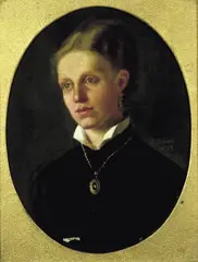 Benedicte Scheel, Portrett av Johanne Henrikke Scheel, 1879, Olje på lerret, oppklebet på plate