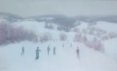 Oscar Castberg, På ski fra Bogstad, Olje på lerret