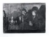 Edvard Munch, Kristiania-Boheme I, Radering i svart på tykt beige papir