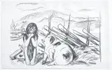Edvard Munch, Omega og svinet, Litografi i svart på middels tynt gulhvitt papir