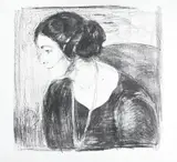 Edvard Munch, Inger Barth, Litografi i svart på middels tykt gulhvitt papir
