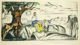 Edvard Munch, Historien, Litografi i svart med håndkolorering på middels ty