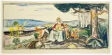 Edvard Munch, Alma Mater, Litografi i svart med håndkolorering på middels ty