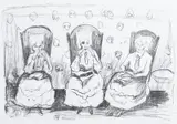 Edvard Munch, Tre gamle damer, Litografi i svart på middels tynt gulhvitt papir