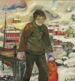Einar Berger, Fisker, 1940, Olje på lerret