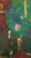 Jens Johannessen, Blomster i vase, Olje på lerret, oppklebet på plate