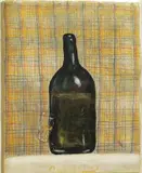 Svein Bolling, Flaske og glass, Pastell og olje på papir, oppklebet på plate