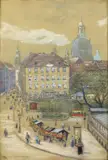 Hulda Grønneberg, Pirnaischer Platz Dresden, Pastell på papir