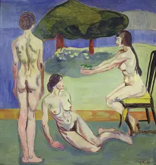 Rudolph Thygesen, Modeller (Dobbeltakt, Komposisjon), 1914, Olje på lerret