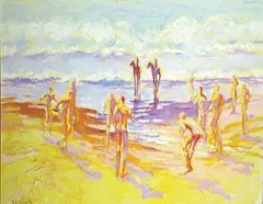 Eli Silseth, Figurer på strand, Olje på lerret